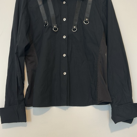 Valentina’s Women’s Italian Black Button Down Top, Large - Picture 4 of 12
